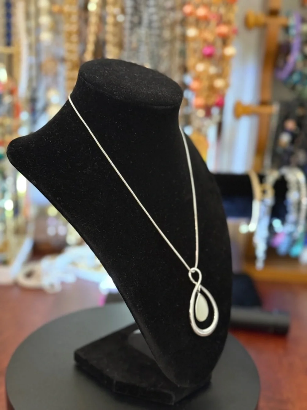 Infinity Style Teardrop Pendant Necklace